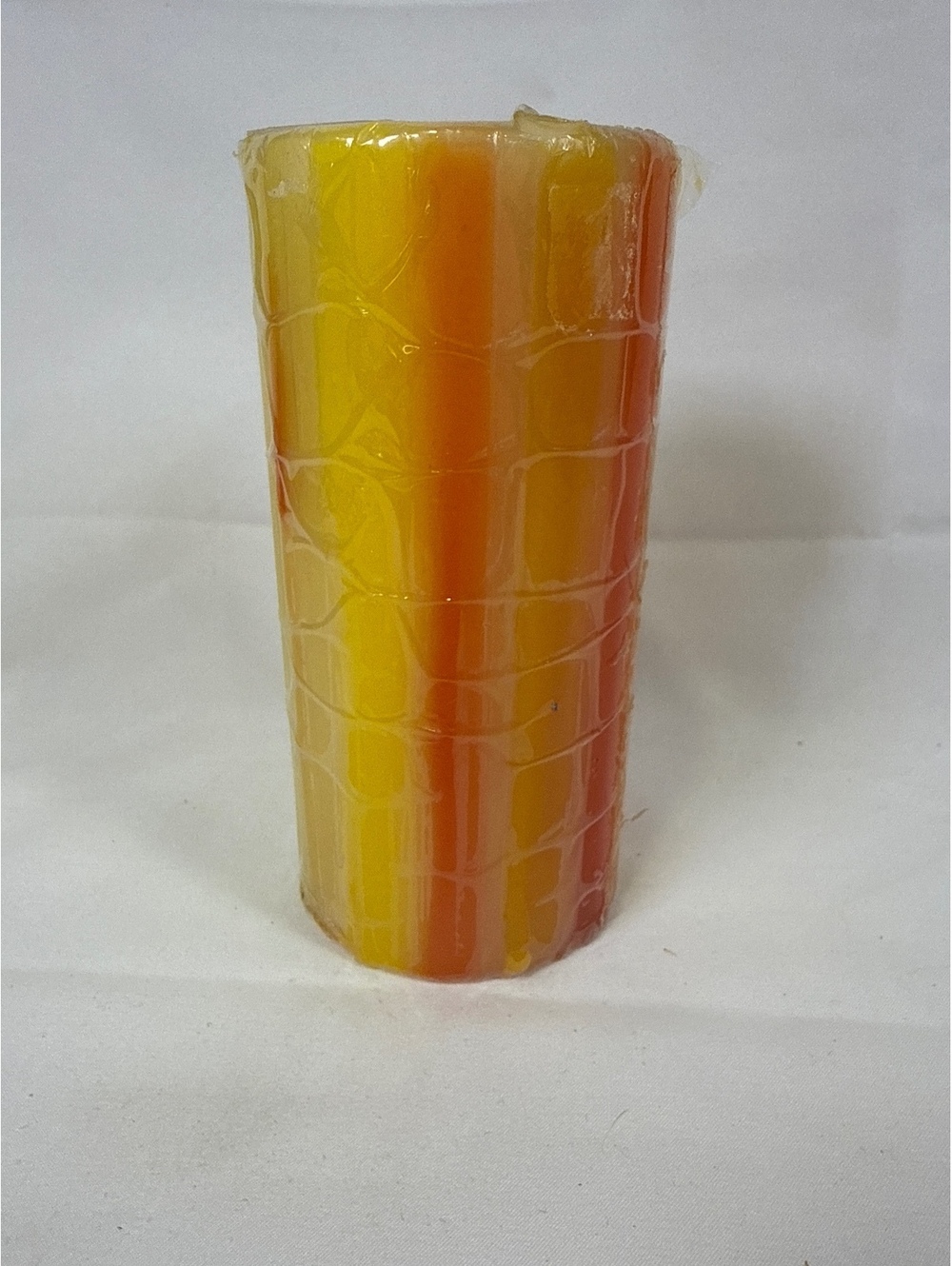 Vintage Style Multi-Color Unscented Halloween Harvest Striped Pillar Candle